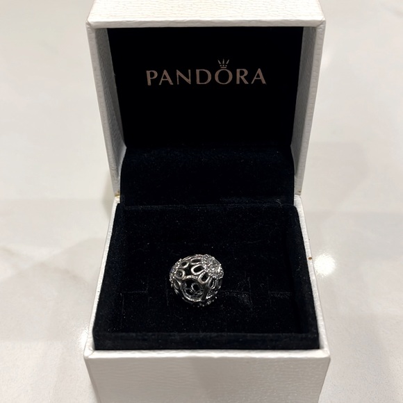 Pandora Jewelry - Pandora charm open flower with white stone